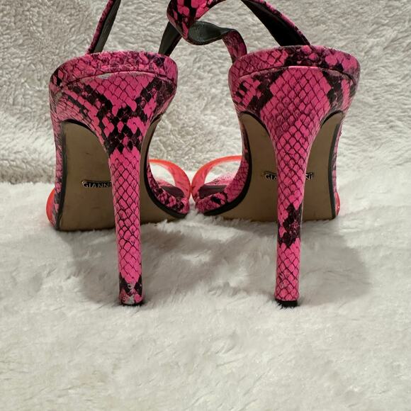 Gianni Bini Neon Pink Black Python Print Heels sz 8.5 - Picture 5 of 8